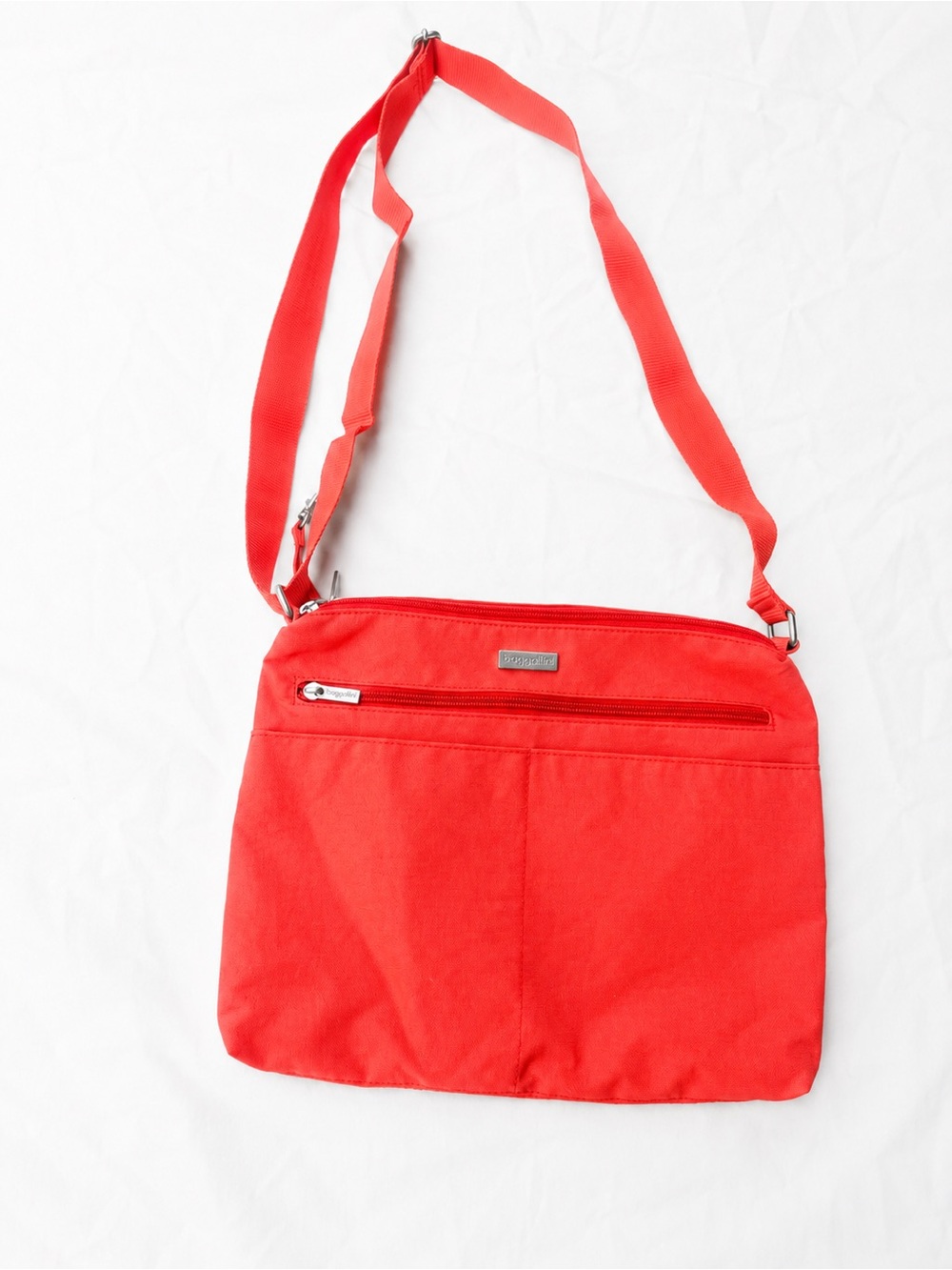 Baggallini Red Nylon Crossbody with Front Zip Pocket